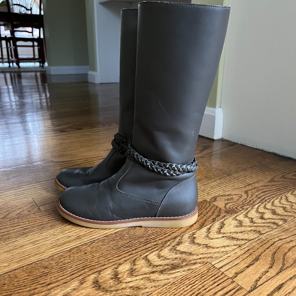 Girl's Elephantito tall gray leather boots size 13
